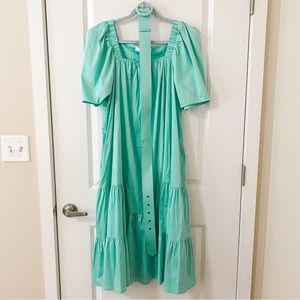 Crosby by Mollie Burch Aqua Poplin Midi Dress